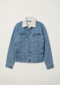 Women Light Blue Washed Spread Collar with fur Denim Jacket