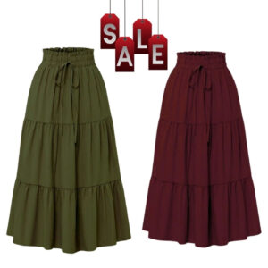 Classic Chic High-Waist Skirts” mehroon Green color
