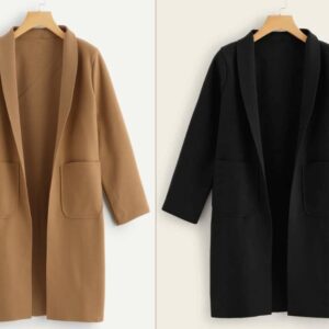 WOMEN TEDDY FLEECE LONG SLEEVE COAT black beige