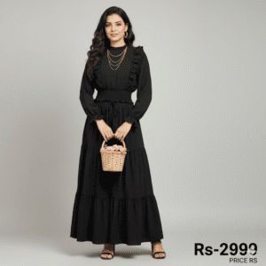 Classic Chic High-Waist Skirts” black color and Top black