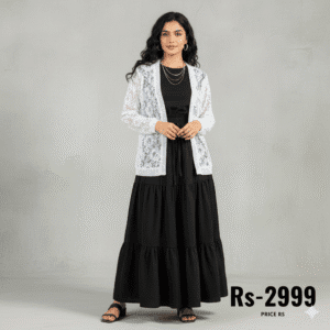 combo deal black skirt +black shirt +net coat white