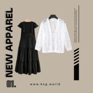 combo deal black skirt +black Tshirt +net coat white