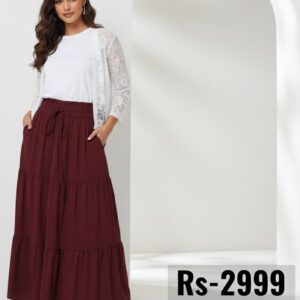 combo deal Mehroon skirt +white shirt +net coat white