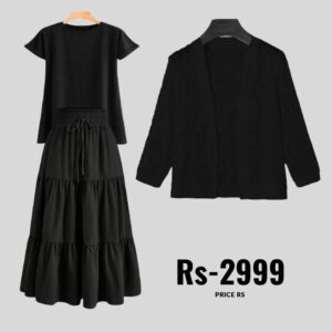 combo deal black skirt +black t shirt +net coat black
