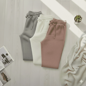 Let's be real, you live in your wide leg sweatpants color pink Gray white