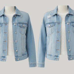 Pack of 2 Women Light Blue Washed Spread Collar with Denim Jacket