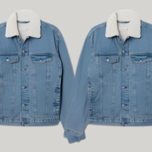 Pack of 2 Women Light Blue Washed Spread Collar with fur Denim Jacket
