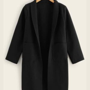 Women Fleece Long Sleeve Coat black Color
