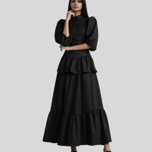 black top & skirt set color black