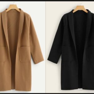 WOMEN TEDDY FLEECE LONG SLEEVE COAT black camel