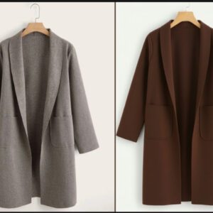 WOMEN TEDDY FLEECE LONG SLEEVE COAT chocolate brown ,Gray