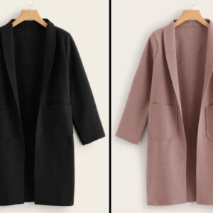 WOMEN TEDDY FLEECE LONG SLEEVE COAT black pink