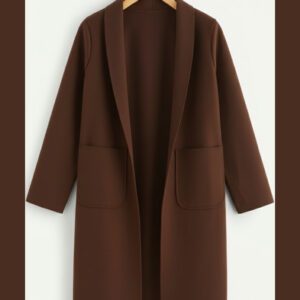 Women Fleece Long Sleeve Coat chocolate brown Color