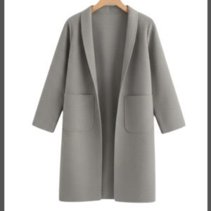 Women Fleece Long Sleeve Coat grey Color