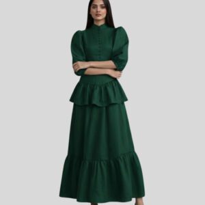 Green top & skirt set color Green