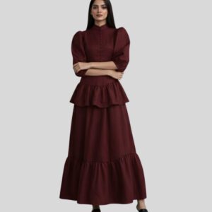 mehroon top & skirt set color mehroon