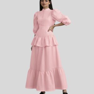 Pink top & skirt set color pink