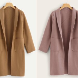 WOMEN TEDDY FLEECE LONG SLEEVE COAT camel ,Pink