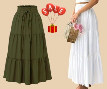 High Waisted Long Skirt for Women | Basic Color Collection | KSG World color white Green
