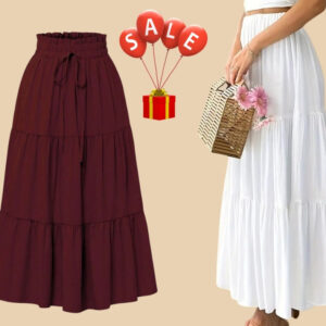 Classic Chic High-Waist Skirts” white & Mehroon color