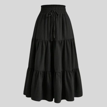 High Waisted Long Skirt for Women | Basic Color Collection | KSG World color Black