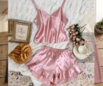 Top & Flare Shorts pajama set for women  pink color