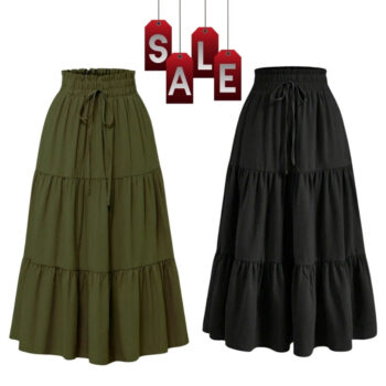 High Waisted Long Skirt for Women | Basic Color Collection | KSG World color Black Green