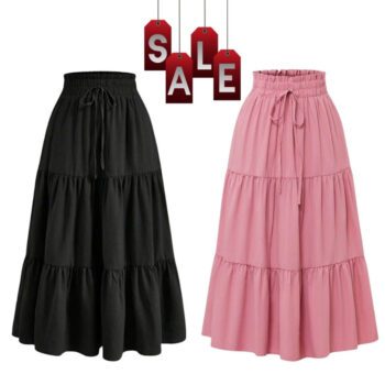 High Waisted Long Skirt for Women | Basic Color Collection | KSG World color Black pink