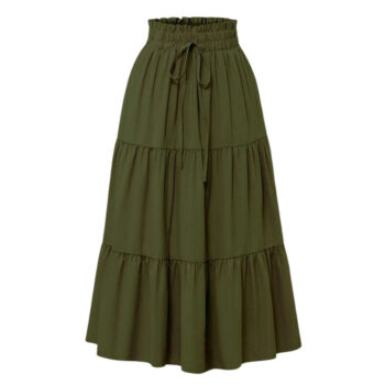 High Waisted Long Skirt for Women | Basic Color Collection | KSG World color Green