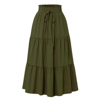 High Waisted Long Skirt for Women | Basic Color Collection | KSG World color Green