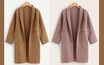 Pack of 2 – Women’s Long Coats color pink & camel brown
