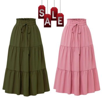 High Waisted Long Skirt for Women | Basic Color Collection | KSG World color Green pink