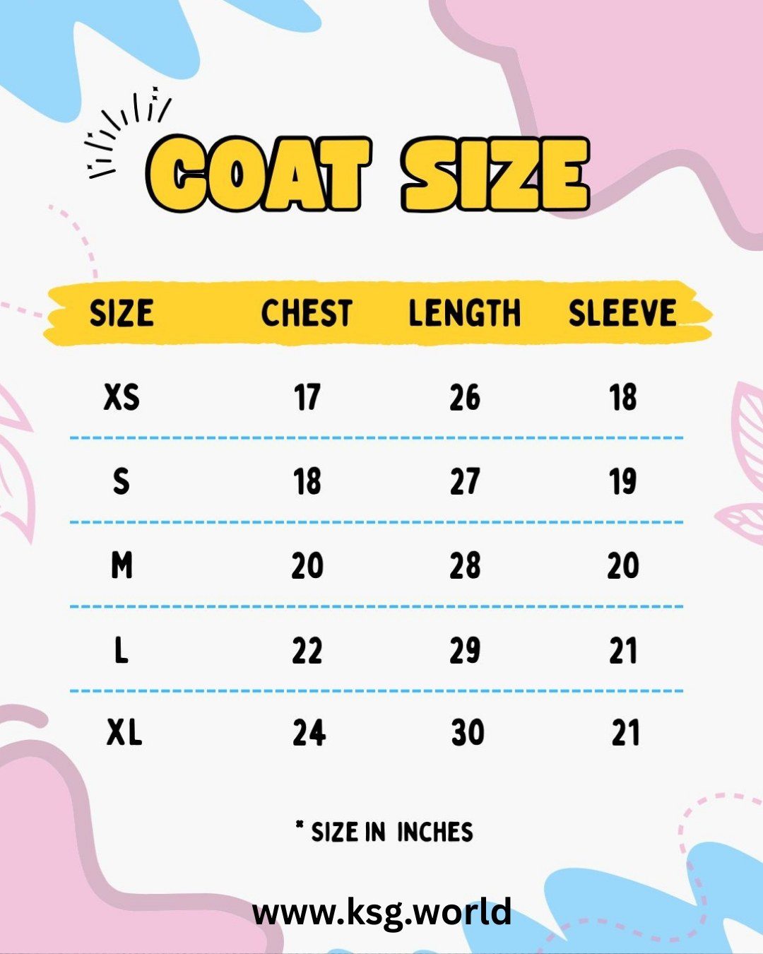 size chart coat
