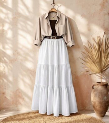 3-piece combo deal (1 Skirt + 1 Inner T-Shirt + 1 Button Down Shirt