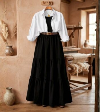 3-piece combo deal (1 Skirt + 1 Inner T-Shirt + 1 Button Down Shirt