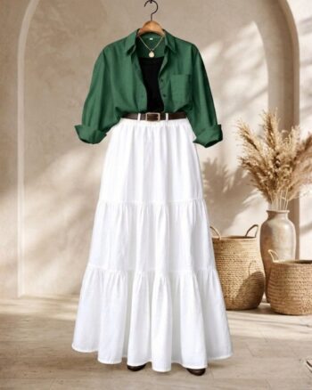 3-piece combo deal (1 Skirt + 1 Inner T-Shirt + 1 Button Down Shirt