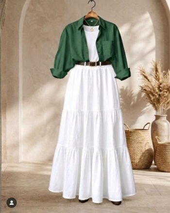 3-piece combo deal (1 Skirt + 1 Inner T-Shirt + 1 Button Down Shirt