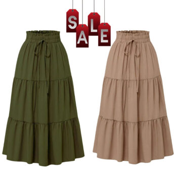 High Waisted Long Skirt for Women | Basic Color Collection | KSG World color Beige Green