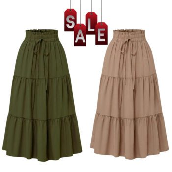 High Waisted Long Skirt for Women | Basic Color Collection | KSG World color Beige Green