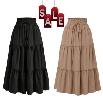 High Waisted Long Skirt for Women | Basic Color Collection | KSG World color Black Beige