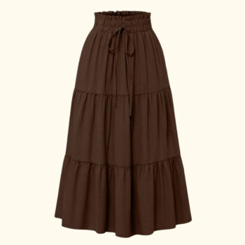 High Waisted Long Skirt for Women | Basic Color Collection | KSG World color chocolate brown