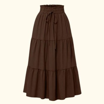 High Waisted Long Skirt for Women | Basic Color Collection | KSG World color chocolate brown