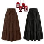 High Waisted Long Skirt for Women | Basic Color Collection | KSG World color Black chocolate brown
