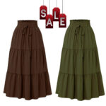 High Waisted Long Skirt for Women | Basic Color Collection | KSG World color chocolate brown Green