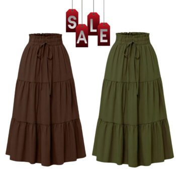 High Waisted Long Skirt for Women | Basic Color Collection | KSG World color chocolate brown Green