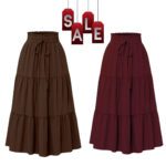 High Waisted Long Skirt for Women | Basic Color Collection | KSG World color chocolate brown  mehroon
