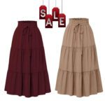 High Waisted Long Skirt for Women | Basic Color Collection | KSG World color Beige mehroon
