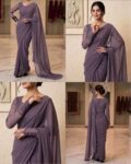 PLAIN CHIFFON SAREE DUSTY LAVENDER