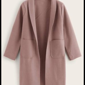 Women Fleece Long Sleeve Coat Pink Color