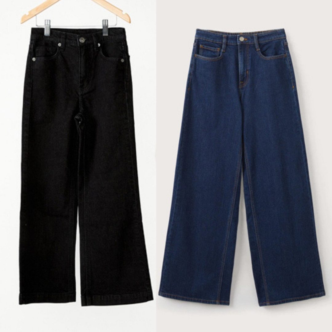 Women denim Plain wide leg pack of 2 Jeans